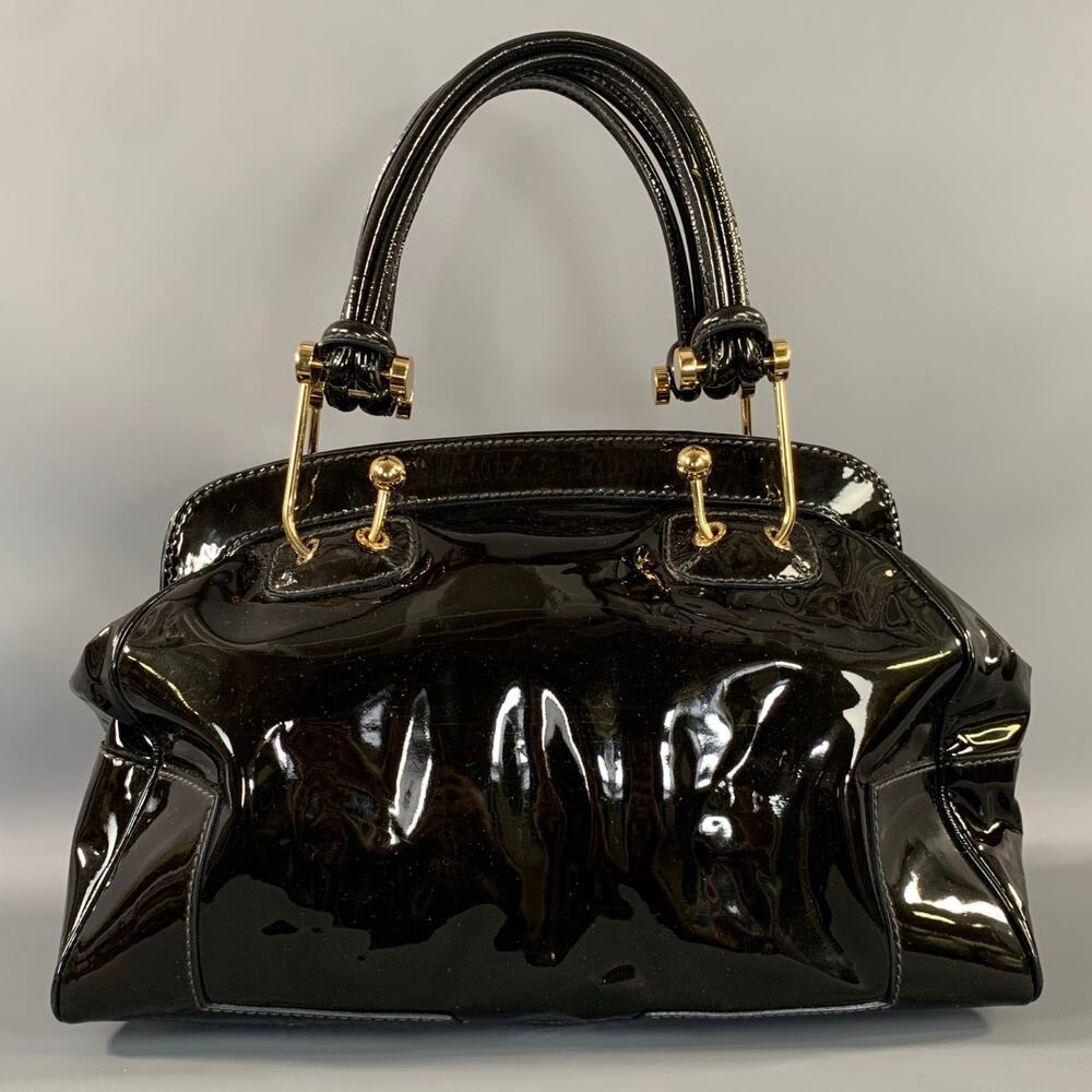 Dolce & Gabbana Black Gold Polyurethane Satchel Handbag One Size - Picture 3 of 10